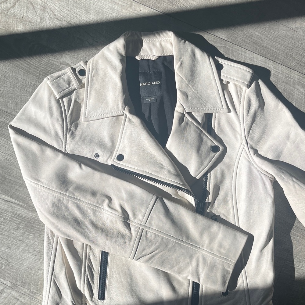 Marciano leather Cream Biker Jacket sz S - Picture 7 of 8